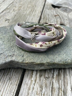 Double Wrap Bracelet - Purple, Green and Grey