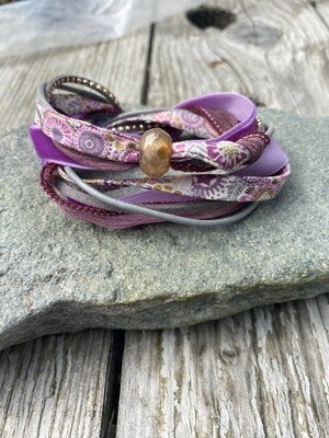 Double Wrap Bracelet - Pink and Grey