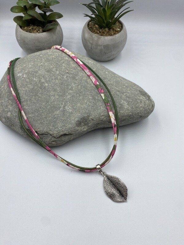 Leaf Necklace  - Pink and Green