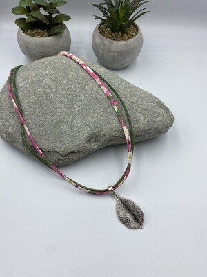 Leaf Necklace - Pink and Green