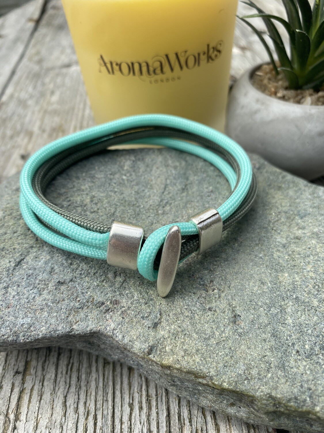 Paracord Bracelet - Mint and Grey Pastel