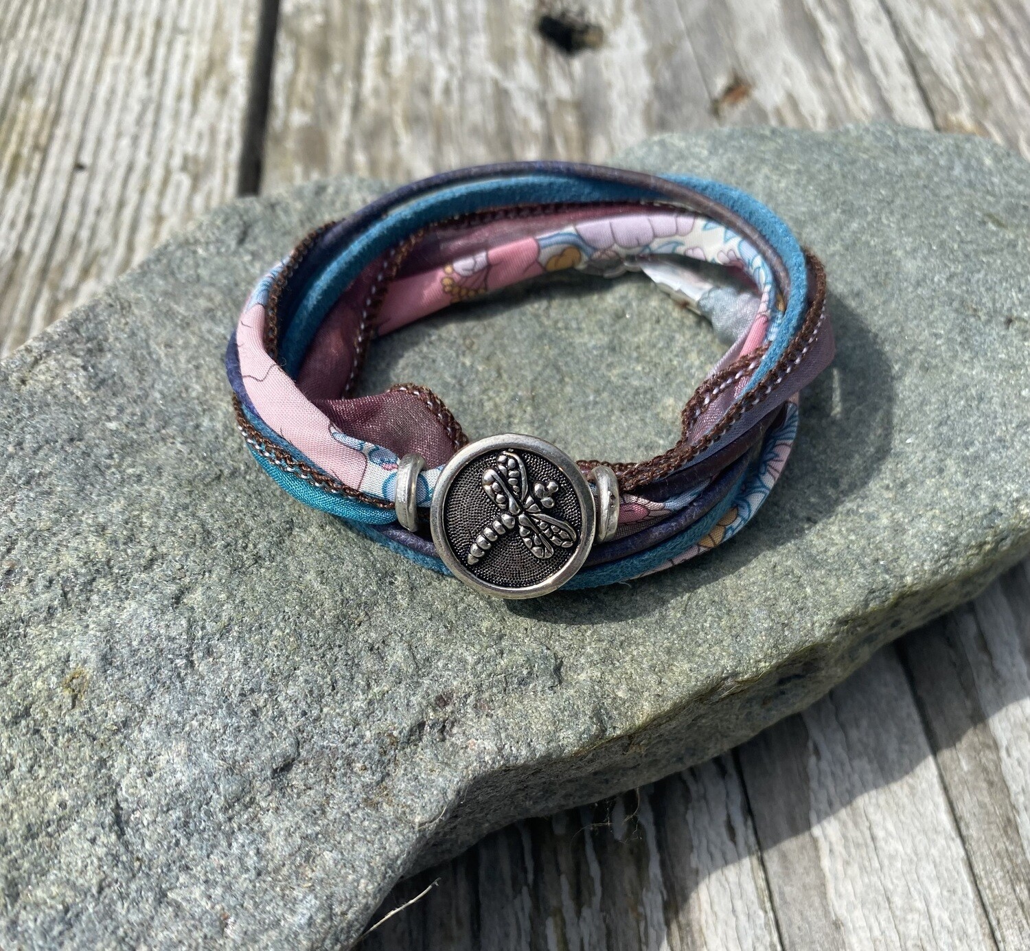 Double Wrap Bracelet of Blues and Purples