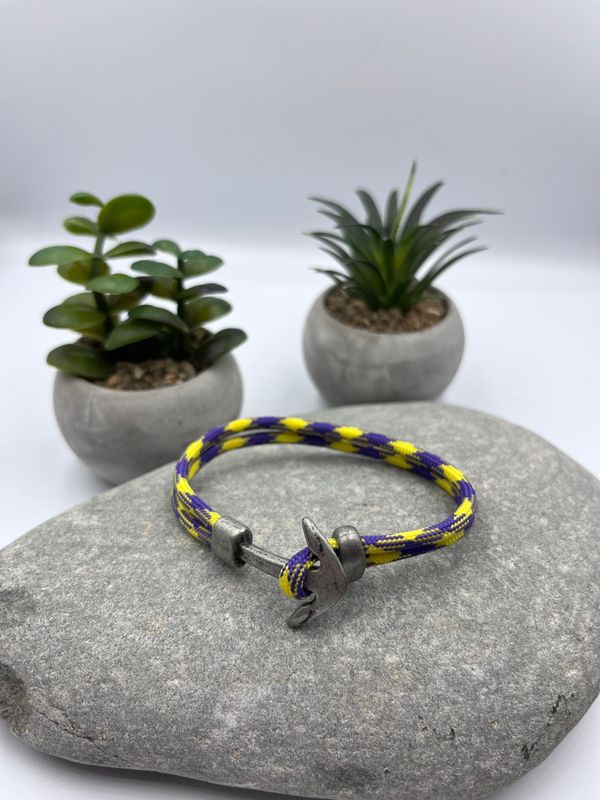 4mm purple and yellow Paracord Bracelet - Anchor