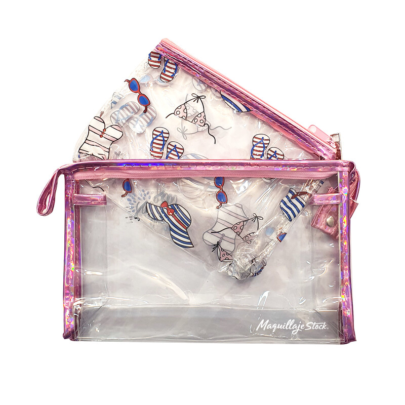 Cosmetiquera Transparente X 2 (LA-9677) Al Por Mayor