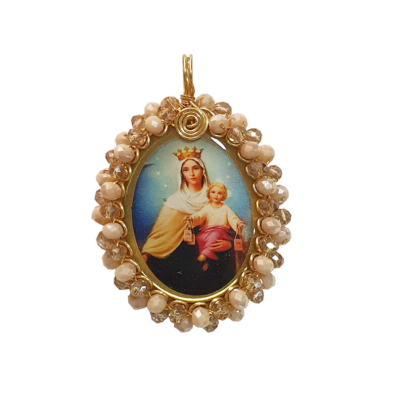 Dije Virgen del Carmen Con baño De Oro Tejido En Murano 2334 Al Por Mayor