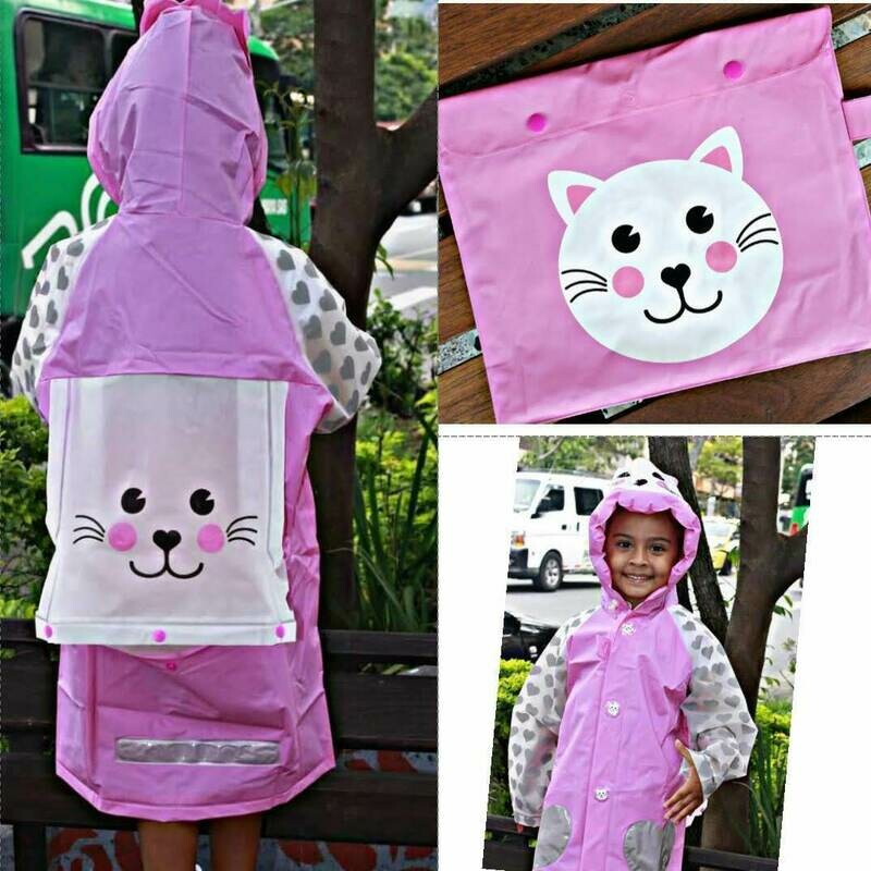 Capa Impermeable Para Niña Pink Cat Al Por Mayor