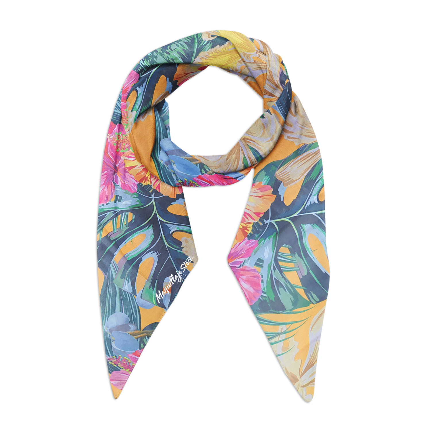 Pashmina 19MA07-3 Azul Al Por Mayor