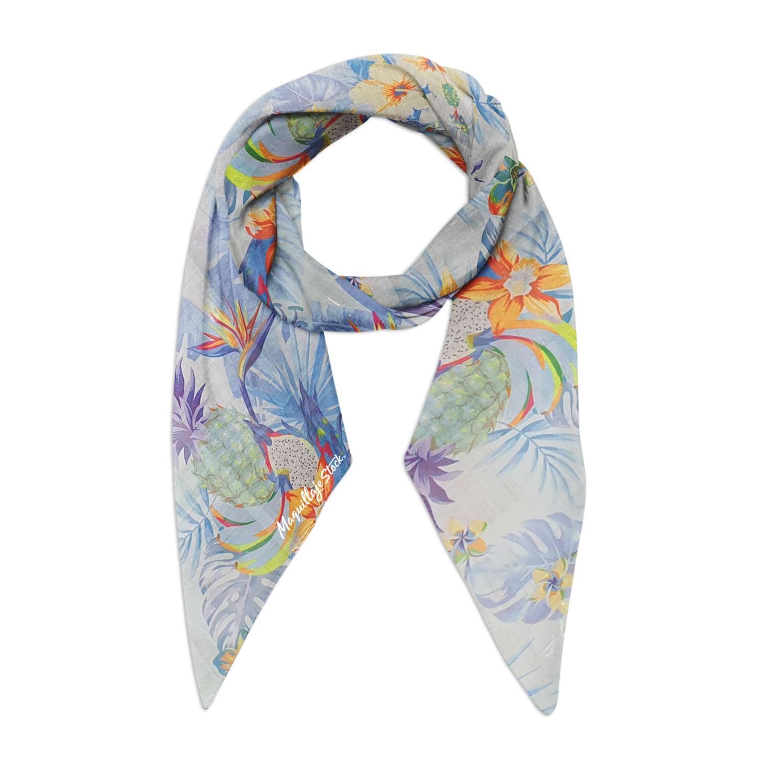 Pashmina 19MN01-1 Azul Al Por Mayor