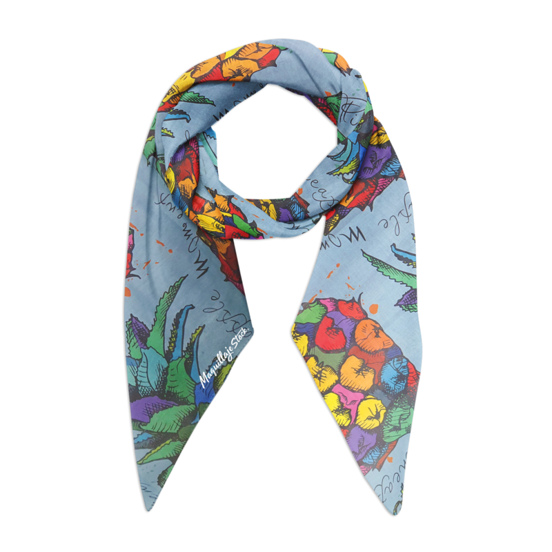 Pashmina 19MA07-4 Azul Al Por Mayor