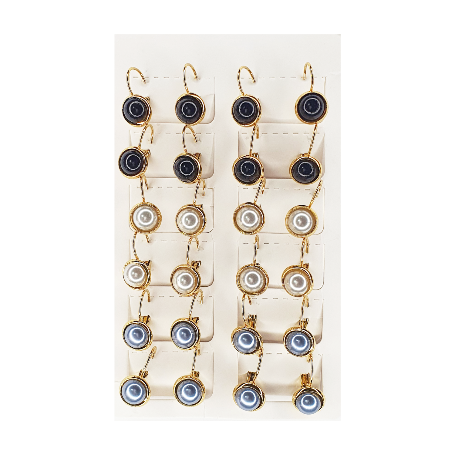 Aretes Perla Acero Inoxidable Grande x3 PR374-2 Pares Al Por Mayor