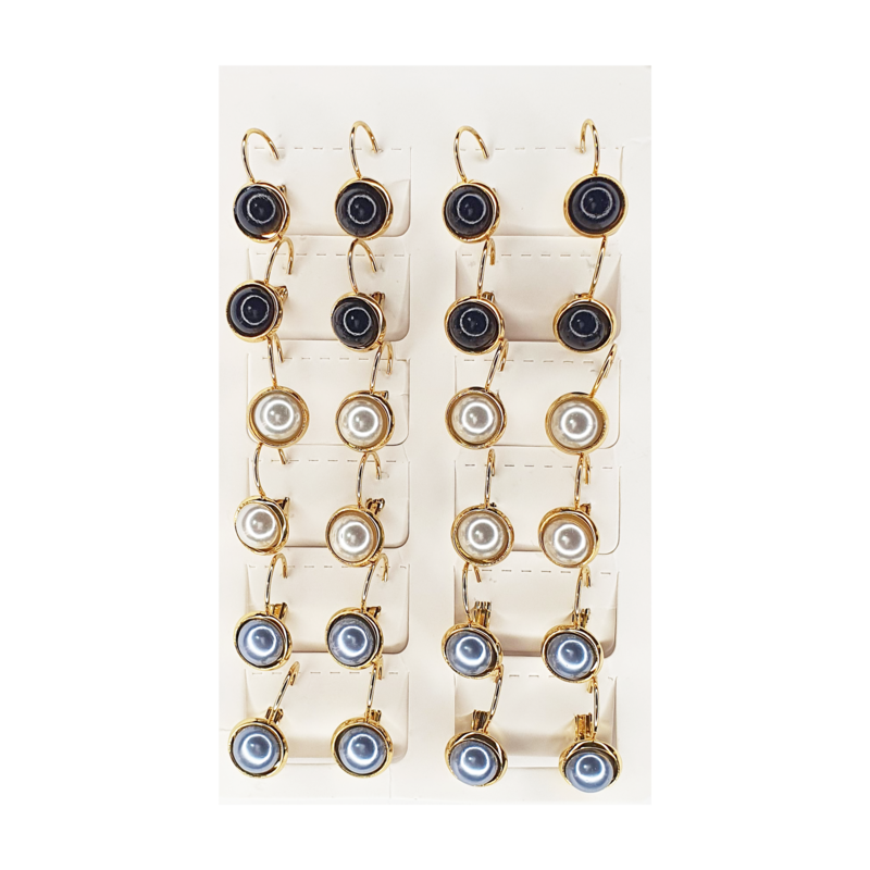 Aretes Perla Acero Inoxidable Grande x3 PR374-2 Pares Al Por Mayor