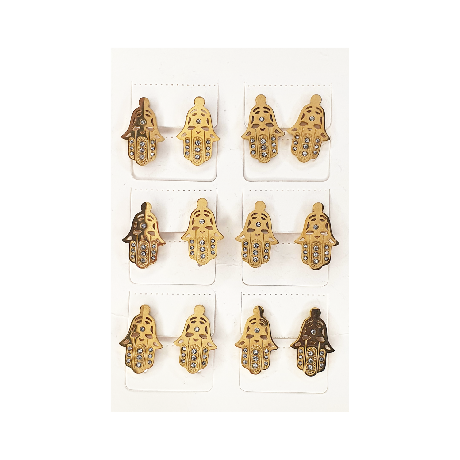 Aretes Mano Turca Acero Inoxidable x3 Pares PF224 Al Por Mayor