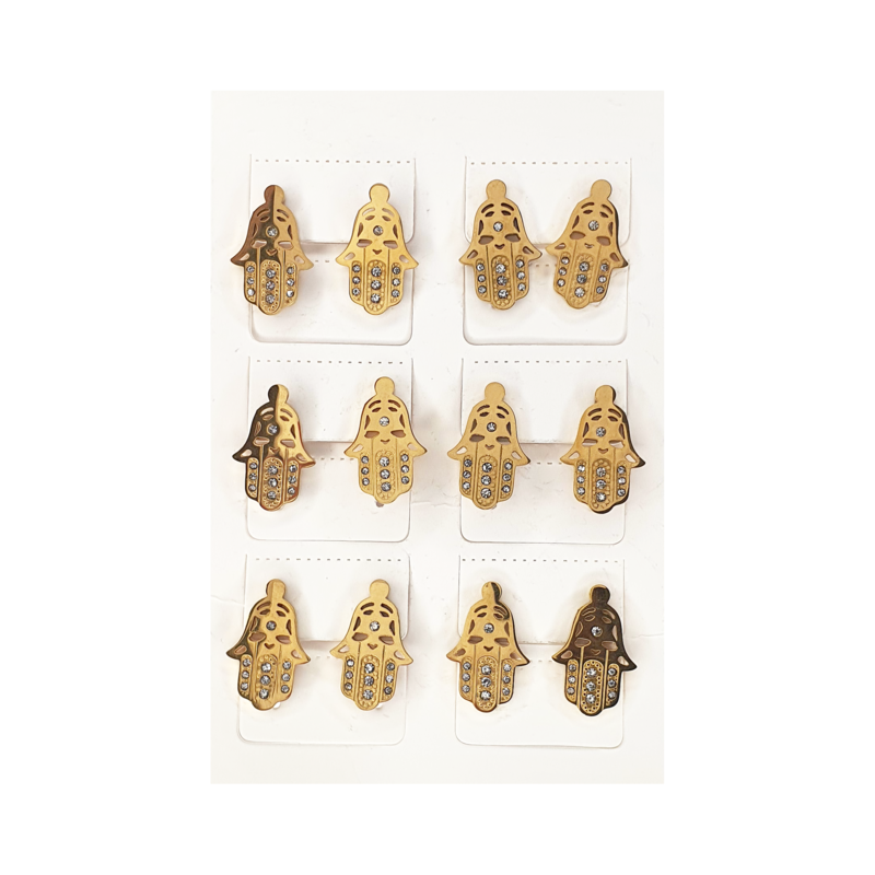 Aretes Mano Turca Acero Inoxidable x3 Pares PF224 Al Por Mayor