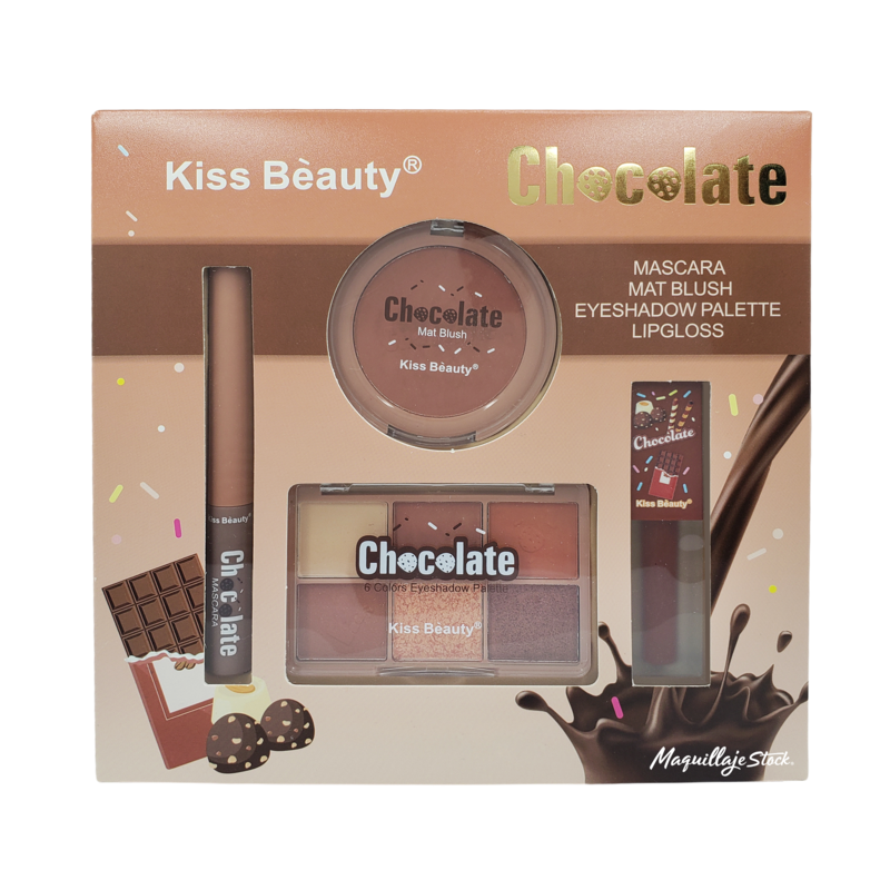 Kit Sombra Chocolate 4 en 1 Tono 2 8721403 Kiss Beauty Al Por Mayor