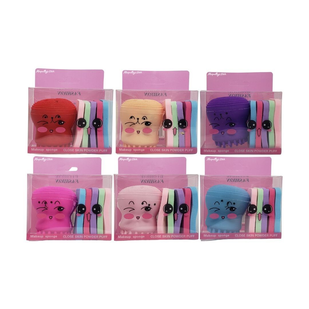 Pulpo Facial + Esponjas Aplicadoras 99-128 Al Por Mayor