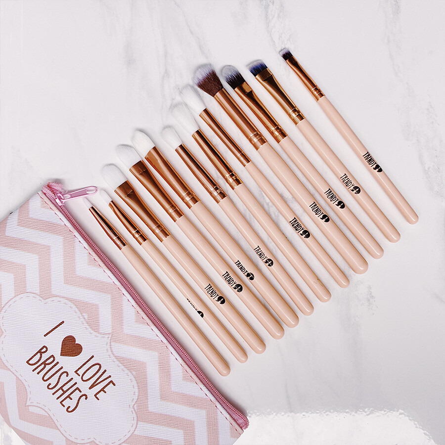 Kit Brochas Ojos X12 + Estuche CAM12B Trendy Al Por Mayor