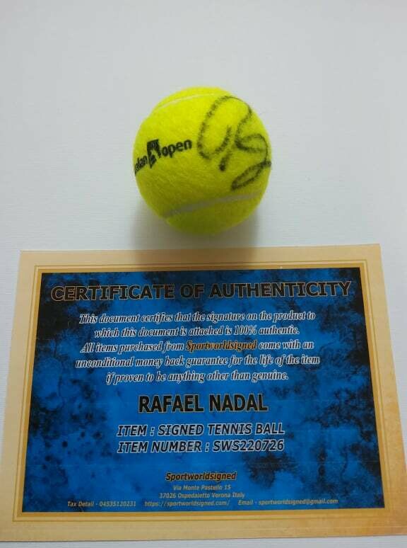 Pallina Tennis Ball RAFAEL NADAL Signed Autografata Signed with COA certificate of authenticity