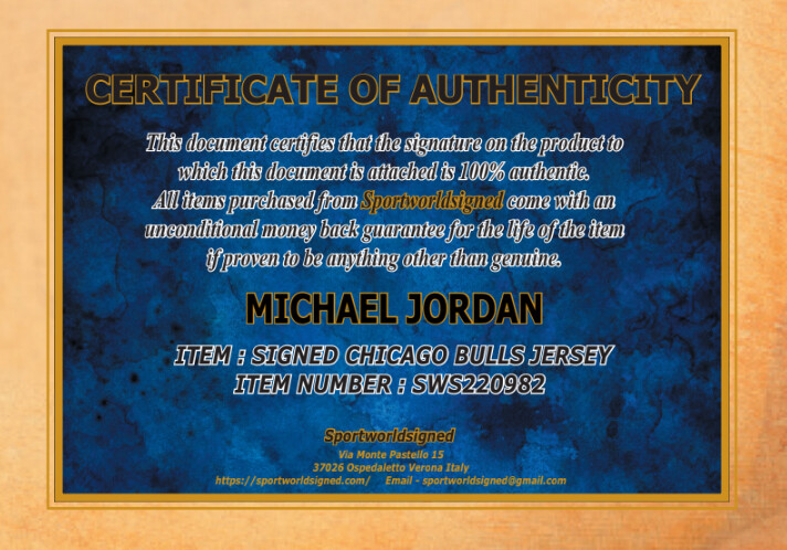 Maglia Chicago Bulls Autografata NBA MICHAEL JORDAN  SIGNED HAND SIGNED AUTOGRAPH MICHAEL JORDAN  JERSEY CHICAGO BULLS SIGNED AUTOGRAPH  SWS220982