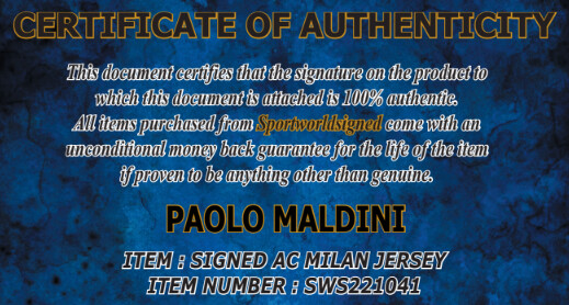 MAGLIA AC MILAN PAOLO MALDINI AUTOGRAFATA SIGNED HAND SIGNED AUTOGRAPH PAOLO MALDINI 3  SIGNED AC MILAN PAOLO MALDINI   JERSEY RETRO  SWS221041