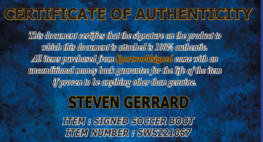 Scarpa Steven Gerrard Boot Steven Gerrard Authentic Signature 100% Steven Gerrard Boot Signed Autograph SWS221067