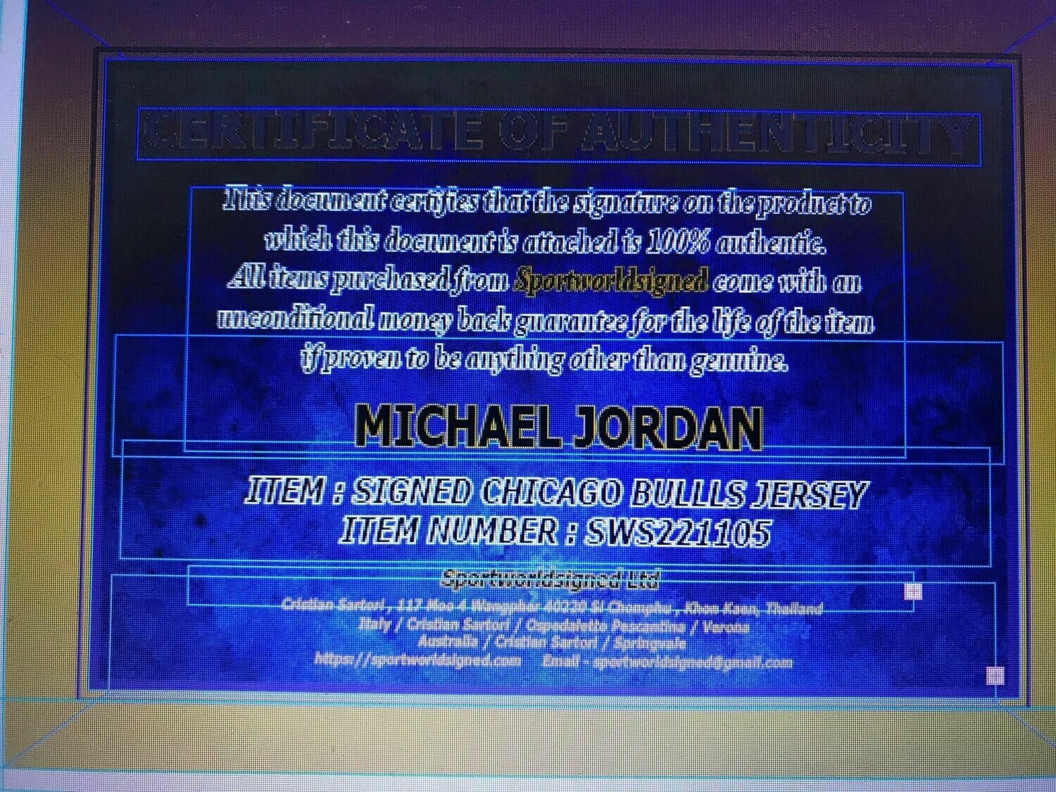 MAGLIA AUTOGRAFATA MICHAEL JORDAN SIGNED  MICHAEL JORDAN  AUTOGRAFO SIGNED AUTOGRAPH MICHAEL JORDAN  MJ23  AUTOGRAPH SIGNED  JERYSEY AUTOGRAPH SWS221105