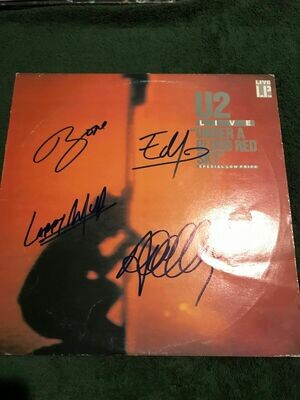 U2  signed record Autografi U2  Signed Record Autograph