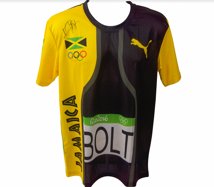 Usian Bolt Signed T Shirt Maglia Autografata da BOLT  con certificato di autenticita' BOLT Signed Jersey  Usian Bolt   Jersey  Beckett COA DOPPIO CERTIFICATO BECKETT + SWS