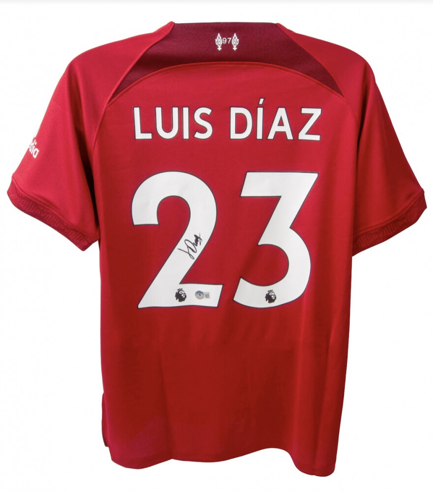 Luis Diaz Signed Liverpool Jersey Maglia Liverpool   con certificato di autenticita' Signed SIGNED Jersey Camisetas Luis Diaz with certificate coa of autheticity DOUBLE COA CERTIFICATE BECKETT SWS