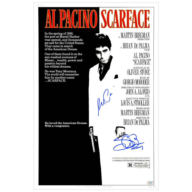 Al Pacino Autografo  Steven Bauer Autograph SIGNED Hand Signed scarface  Autographed Scarface 16x24 Movie Poster AUTOGRAPH SIGNED HAND SIGNED