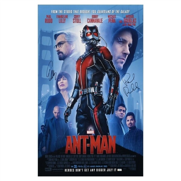 Paul Rudd and Evangeline Lilly  AUTOGRAFI HAND SIGNED RUUD LILLY  ANT MAN Autographed Ant-Man 16x24 Movie Poster  Poster Photo  Movie Poster AUTOGRAPH SIGNED HAND SIGNED
