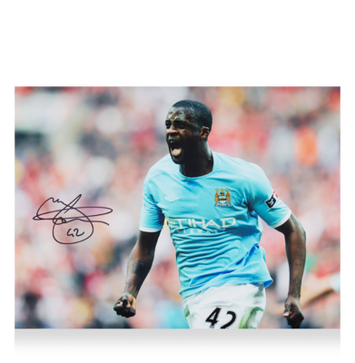 Yaya Toure  Foto Autografata Yaya Toure Signed Manchester City Photo  FA Cup Semi Final Goal vs Manchester United TOURE AUTOGRAPH HAND SIGNED