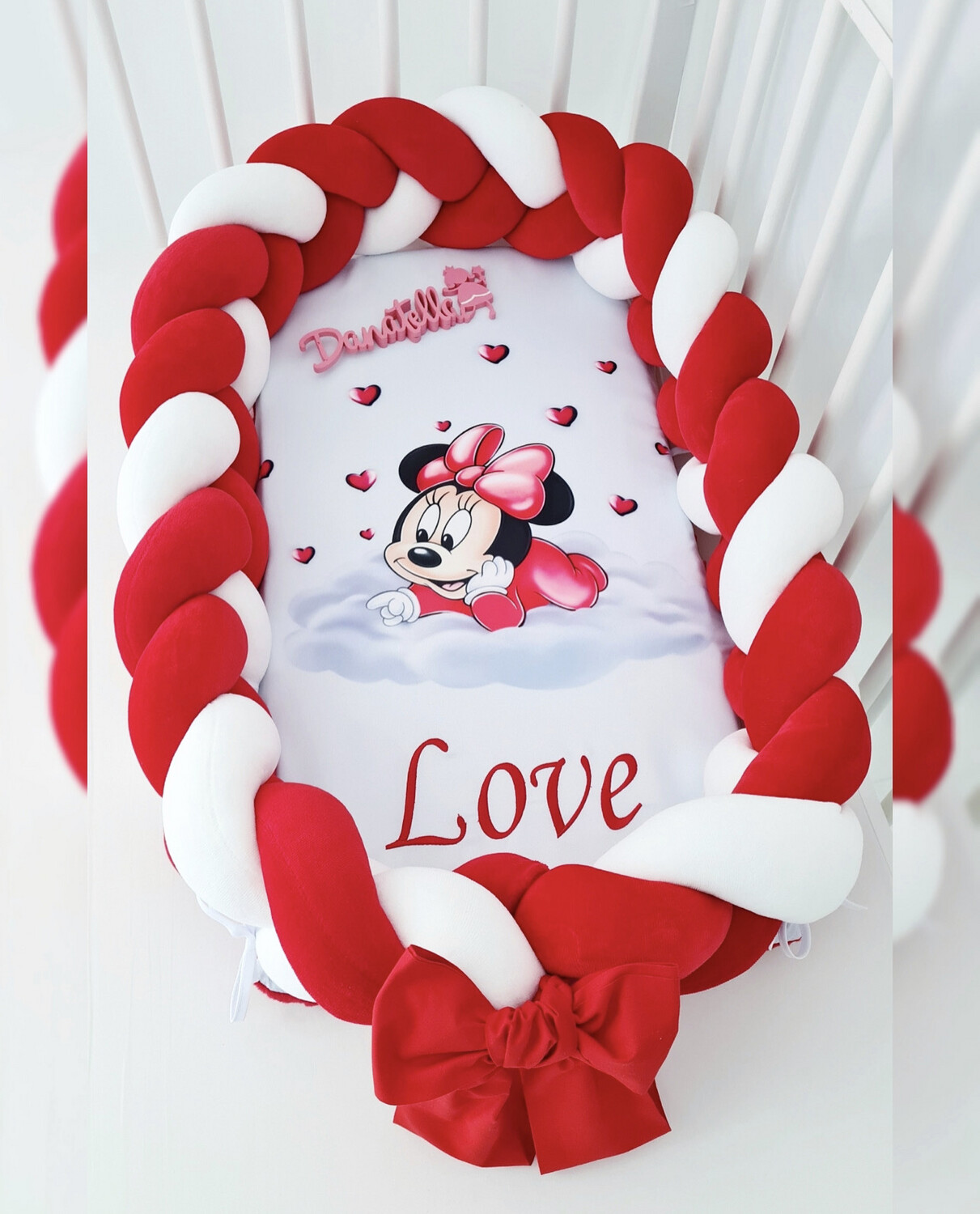 Riduttore Intrecciato Minnie Rosso + Cuscino Neonato 