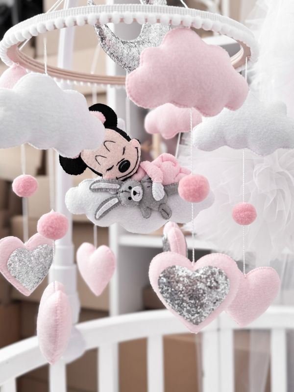 Set Giostrina Culla Minnie Cuoricini