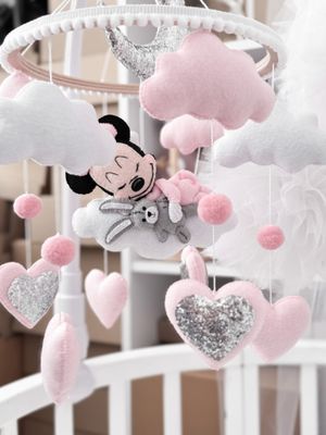 Set Giostrina Culla Minnie Cuoricini