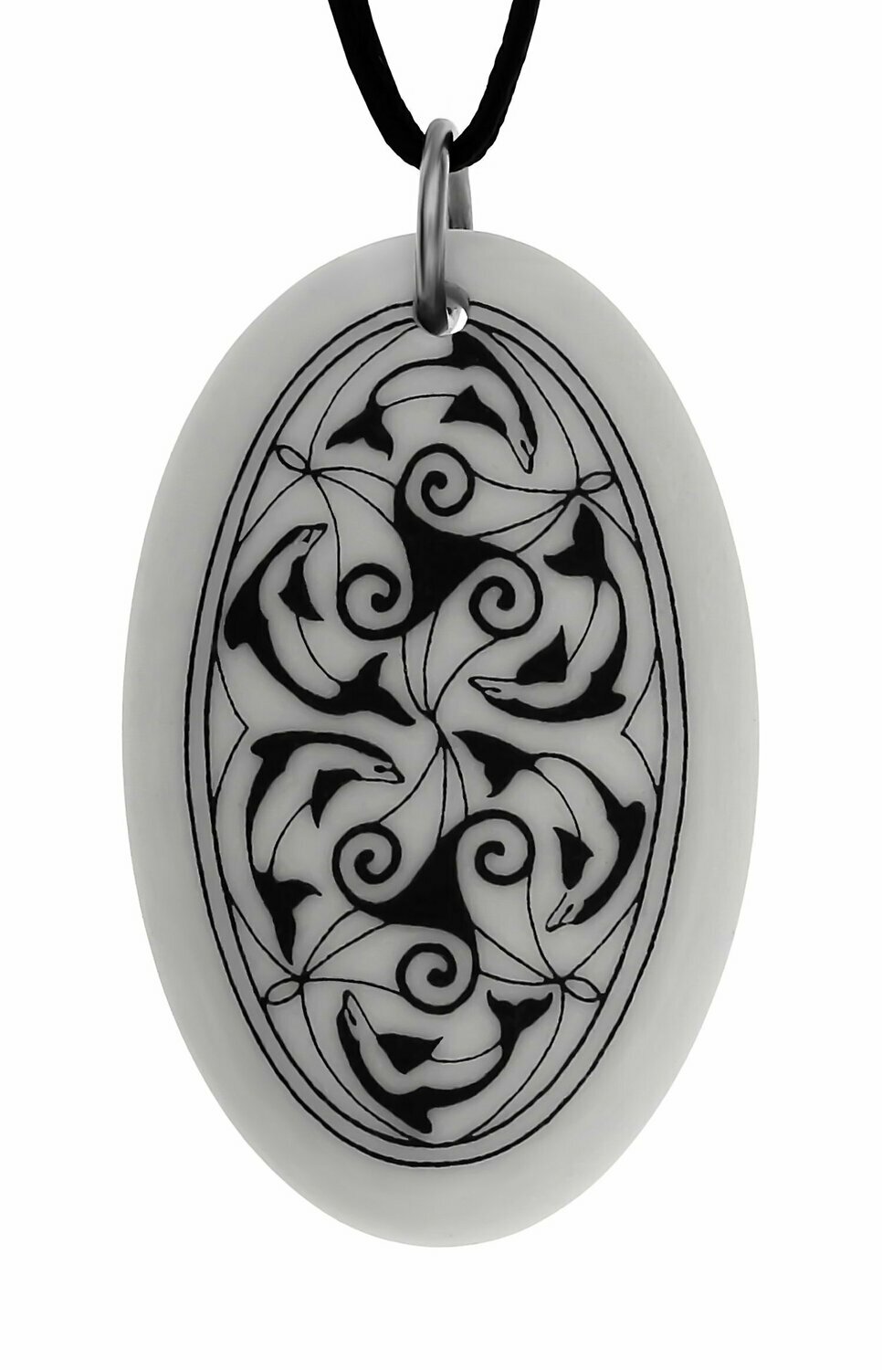 Celtic Nehalennia Oval Handmade Porcelain Pendant