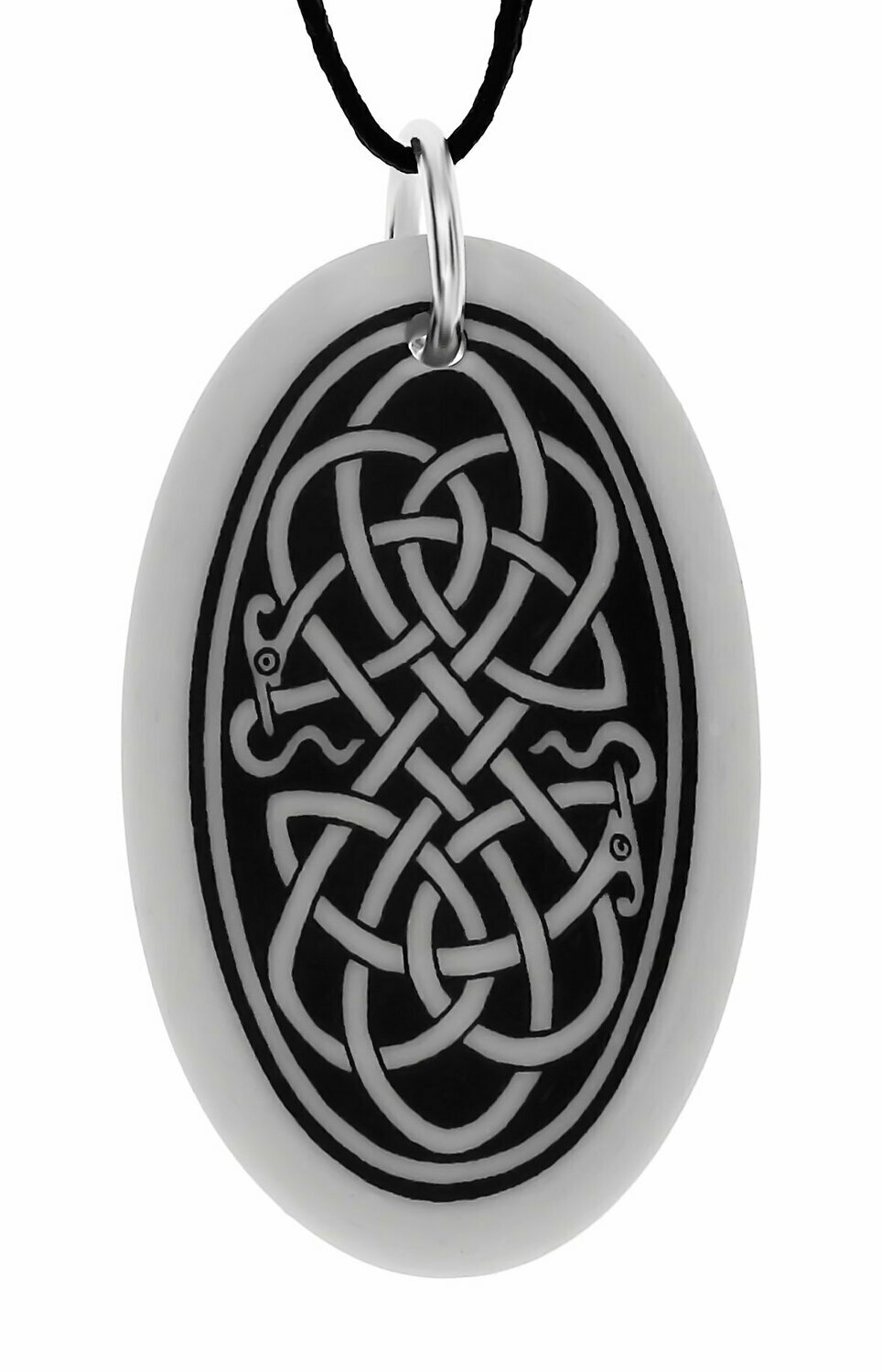 Celtic Serpent Oval Handmade Porcelain Pendant