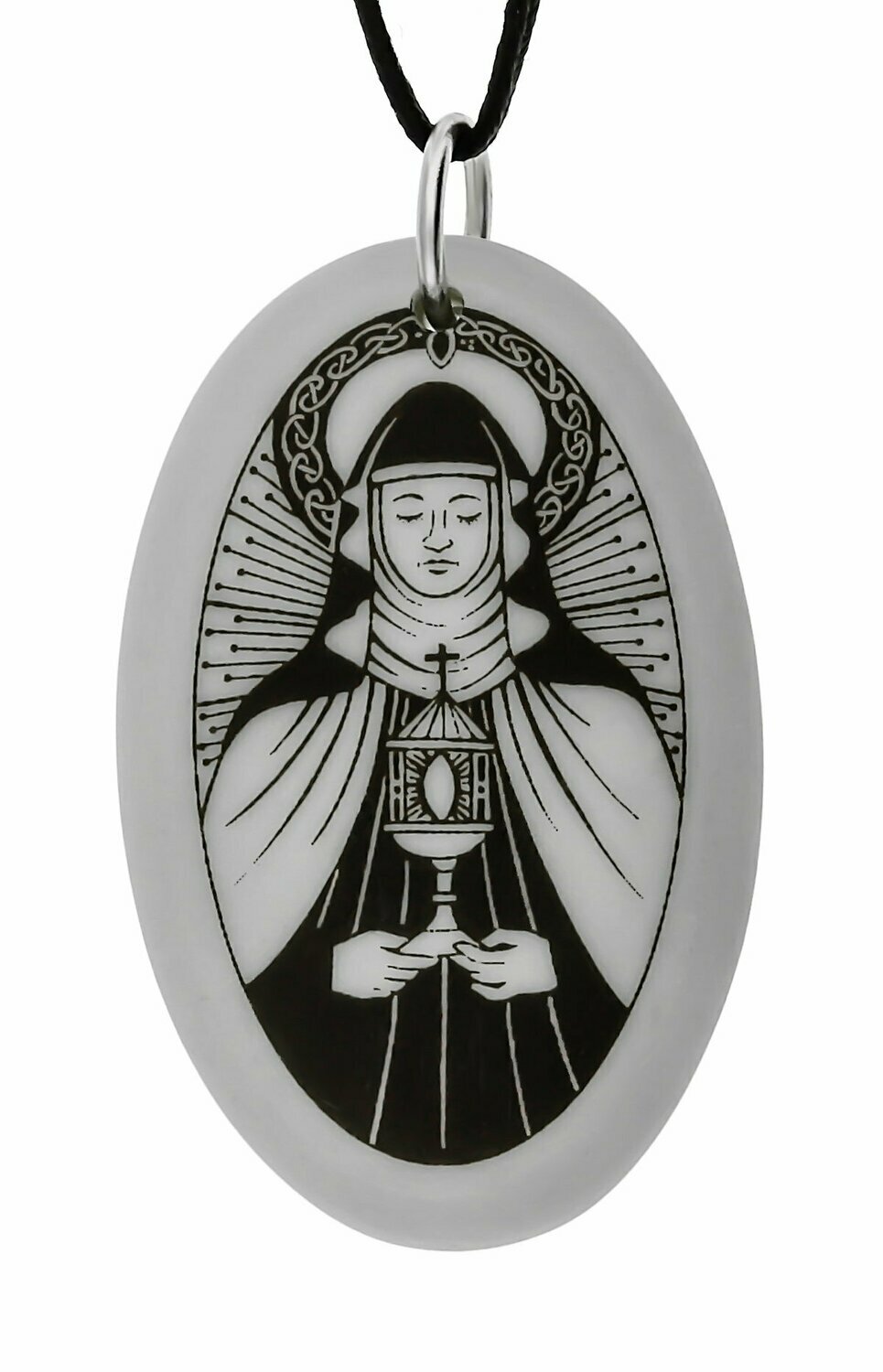 Saint Clare Oval Handmade Porcelain Pendant