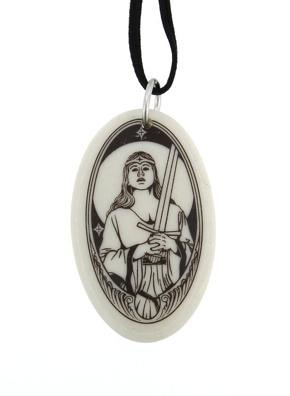 Lady of the Lake Oval Handmade Porcelain Pendant Lady of the Lake Oval Handmade Porcelain Pendant