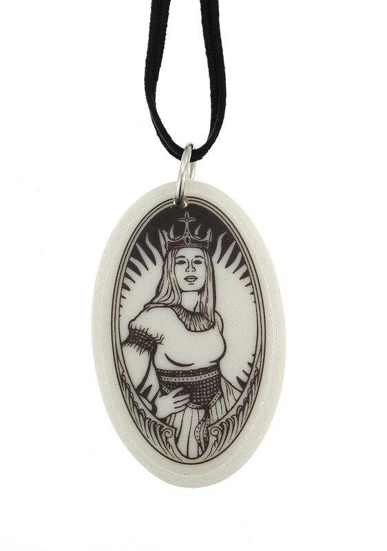 The Queen Guenevere Oval Handmade Porcelain Pendant The Queen Guenevere Oval Handmade Porcelain Pendant