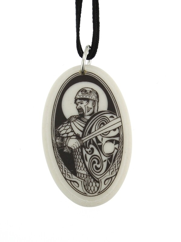 The Knight Lancelot Oval Handmade Porcelain Pendant The Knight Lancelot Oval Handmade Porcelain Pendant
