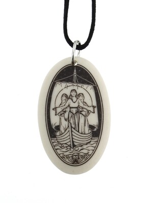 The Ladies of Avalon Oval Handmade Porcelain Pendant The Ladies of Avalon Oval Handmade Porcelain Pendant