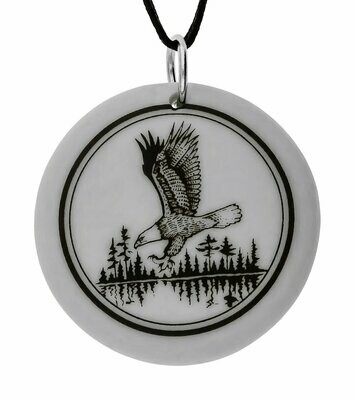 Bald Eagle Totem Round Handmade Porcelain Pendant Bald Eagle Totem Round Handmade Porcelain Pendant