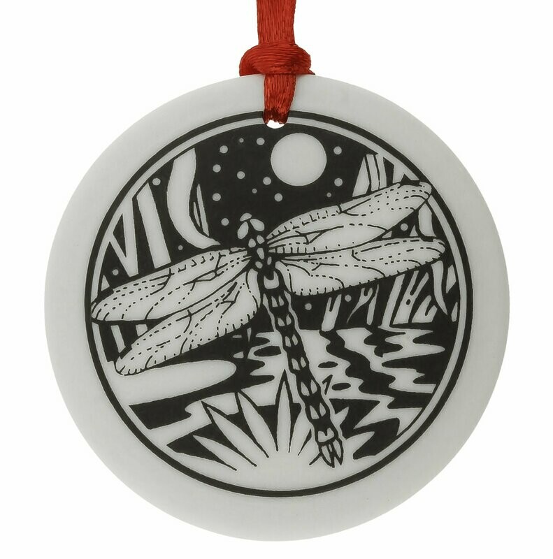 Dragonfly Totem Round Handmade Porcelain Christmas Ornament Dragonfly Totem Round Handmade Porcelain Christmas Ornament