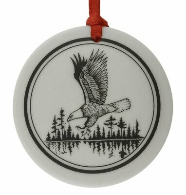 Bald Eagle Totem Round Handmade Porcelain Christmas Ornament Bald Eagle Totem Round Handmade Porcelain Christmas Ornament