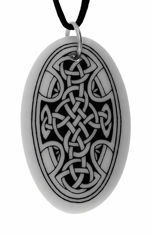 Celtic Cross Oval Handmade Porcelain Pendant Celtic Cross Oval Handmade Porcelain Pendant