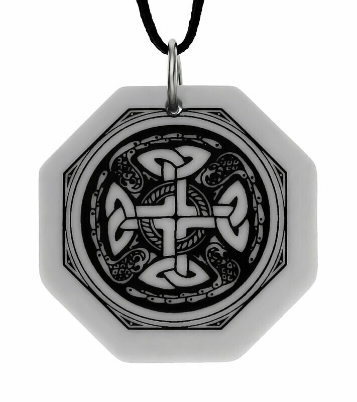 Celtic Cross Octagon Handmade Porcelain Pendant Celtic Cross Octagon Handmade Porcelain Pendant