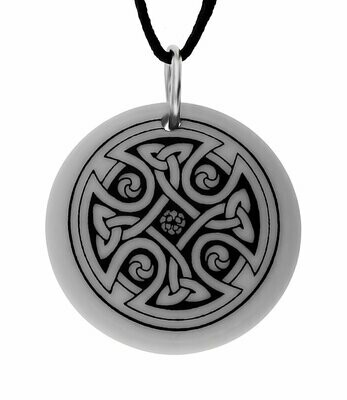 Celtic Cross Round Handmade Porcelain Pendant Celtic Cross Round Handmade Porcelain Pendant
