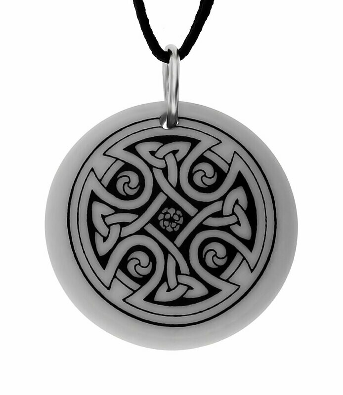 Celtic Cross Round Handmade Porcelain Pendant Celtic Cross Round Handmade Porcelain Pendant
