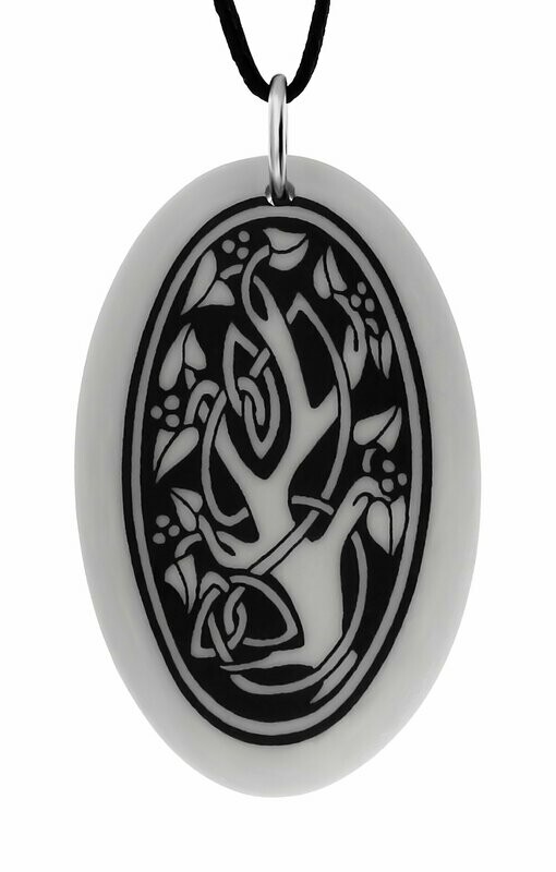 Celtic Sacred Tree of Life Oval Handmade Porcelain Pendant Celtic Sacred Tree of Life Oval Handmade Porcelain Pendant
