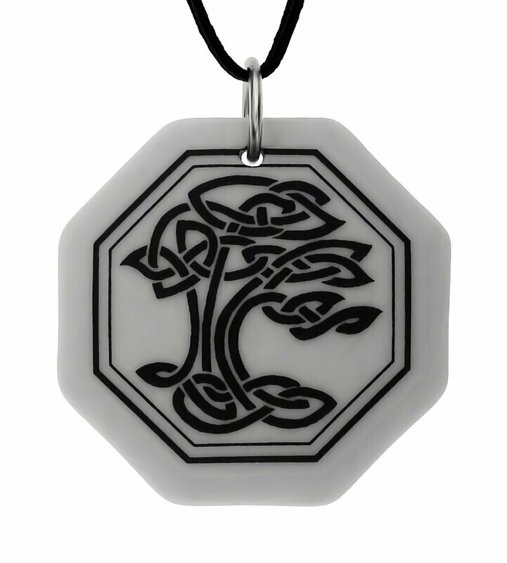 Celtic Sacred Tree of Life Octagon Handmade Porcelain Pendant Celtic Sacred Tree of Life Octagon Handmade Porcelain Pendant